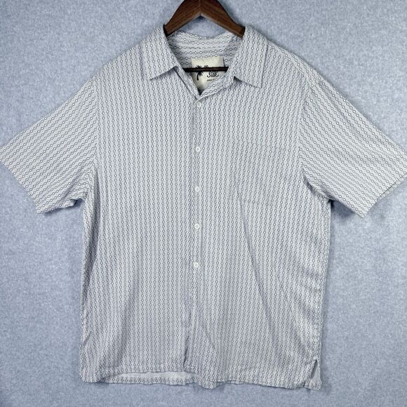 Vintage Silk Hawaiian Shirt Mens Size 2XL 100% Silk Geometric Button Up Blend - Picture 1 of 10